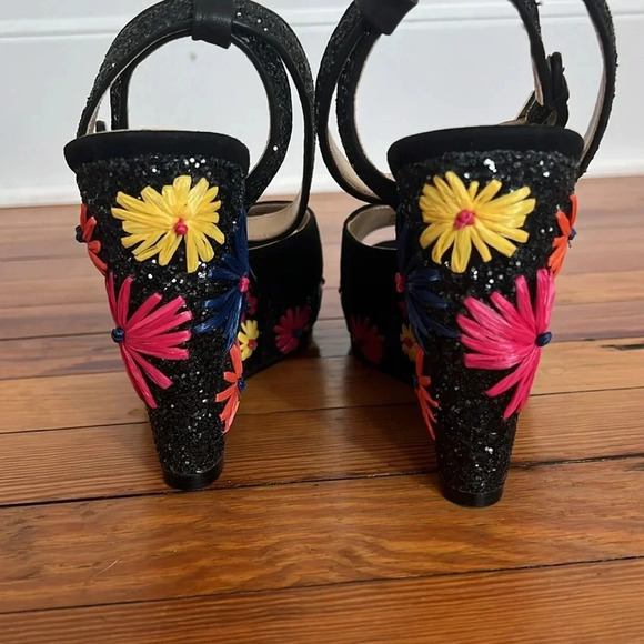 Sparkling Botkier Jesse Platform Wedge Sandals with a Raffia Floral Design - 9.5 - Picture 6 of 14